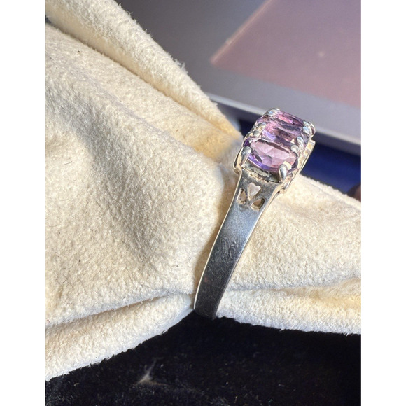Vintage Sterling Silver Amethyst Ring CNA Thailand Size 10 Five Stone Band - Picture 9 of 11